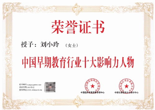 宁波以诺教育刘小玲女士荣获 中国早期教育行业十大影响力人物